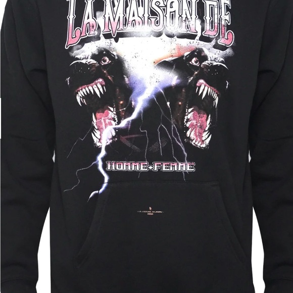 Homme + Femme 
Black Hoodie La Maison De two guard dogs protecting the house. - Picture 8 of 8